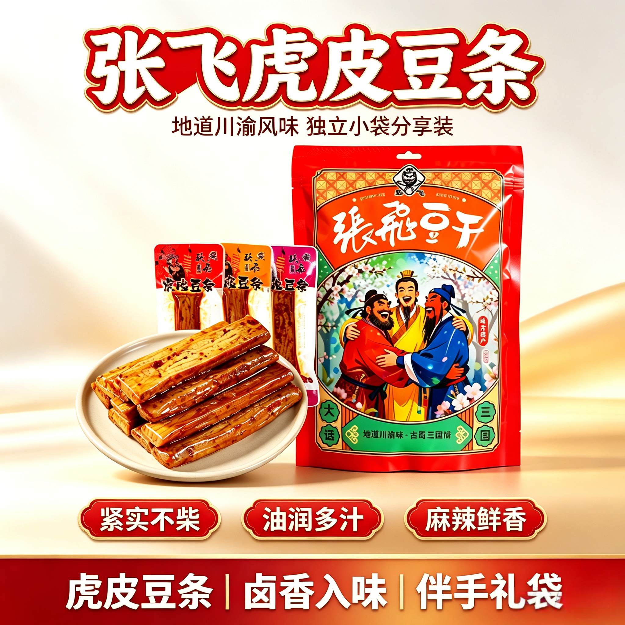 张飞虎皮豆条贵州特产多味混装豆腐干大礼包独立小袋零食伴手礼袋