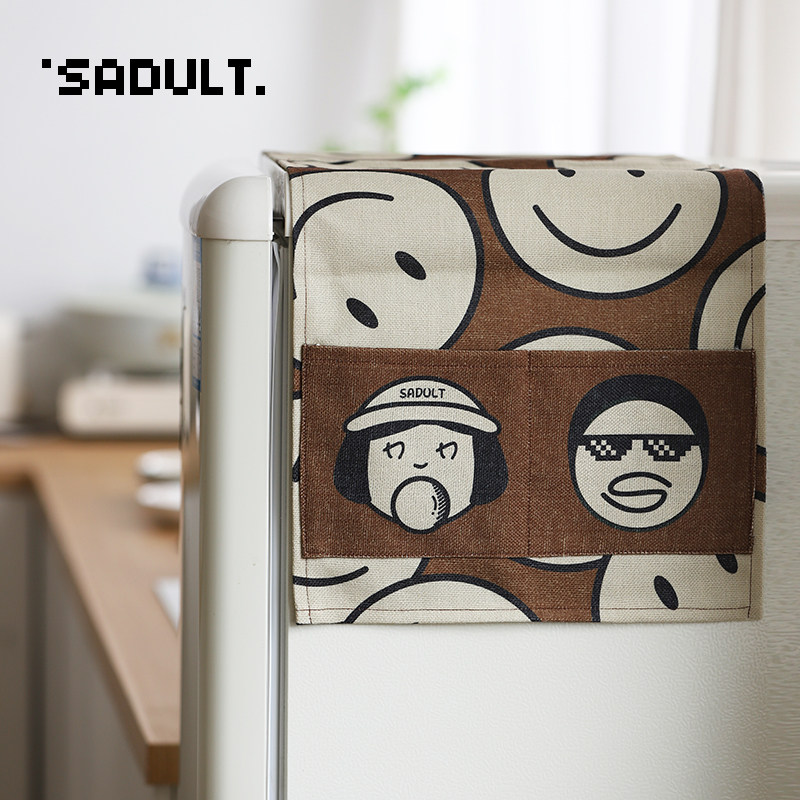 SADULT 귀여운 전자 레인지 커버 단일 및 이중 도어 냉장고 세탁기 커버 먼지 커버면 및 린넨 유니버설