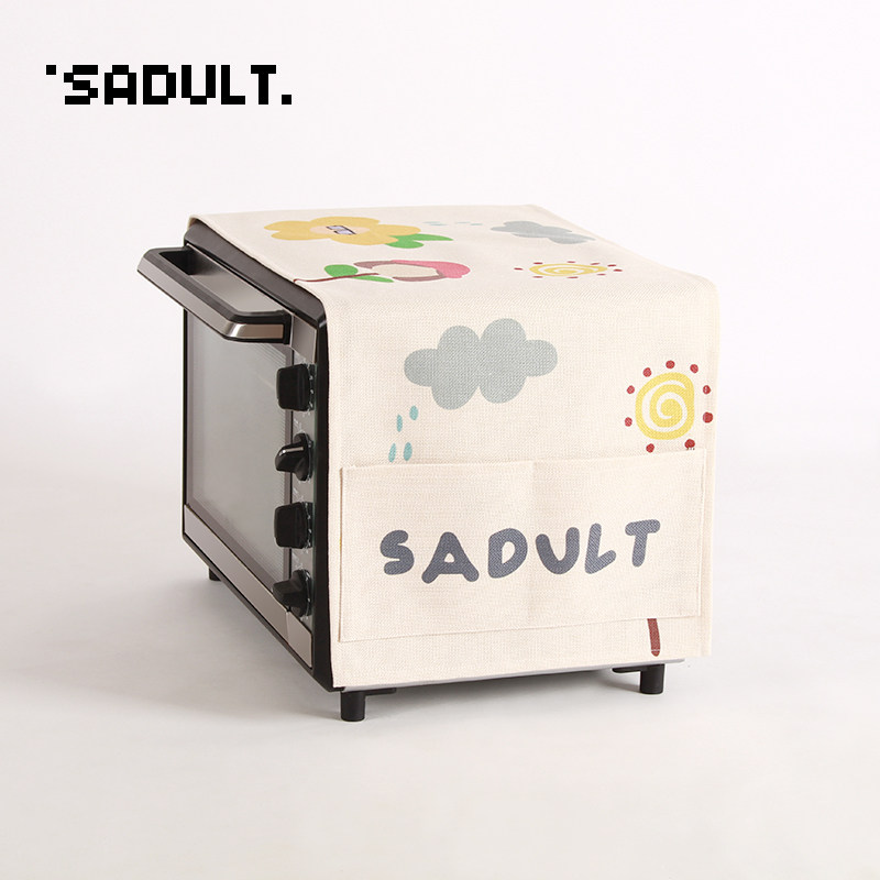 SADULT 귀여운 전자레인지 커버 싱글 및 더블 도어 냉장고 세탁기 커버 더스트 커버 면 및 린넨 유니버설