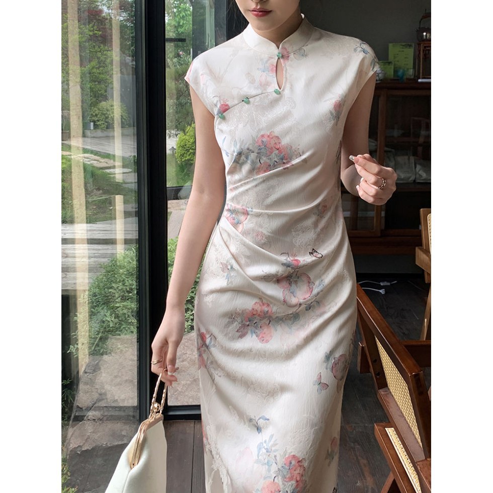 绘霓裳新中式绿色旗袍连衣裙女夏2025新款改良日常年轻款裙子