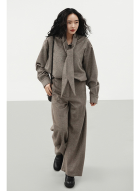 Oase张点 天然无染色100%纯牦牛绒飘带极简衬衫外套/弧形九分裤