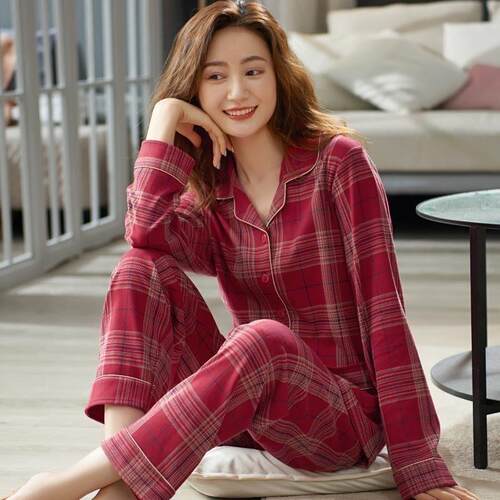 空调睡衣女春秋夏开衫长袖套装妈妈可外穿月子家居服亲子装