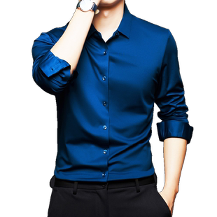 抗皱无痕2025秋季男士长袖衬衫男款秋冬商务中年加绒衬衣新款男