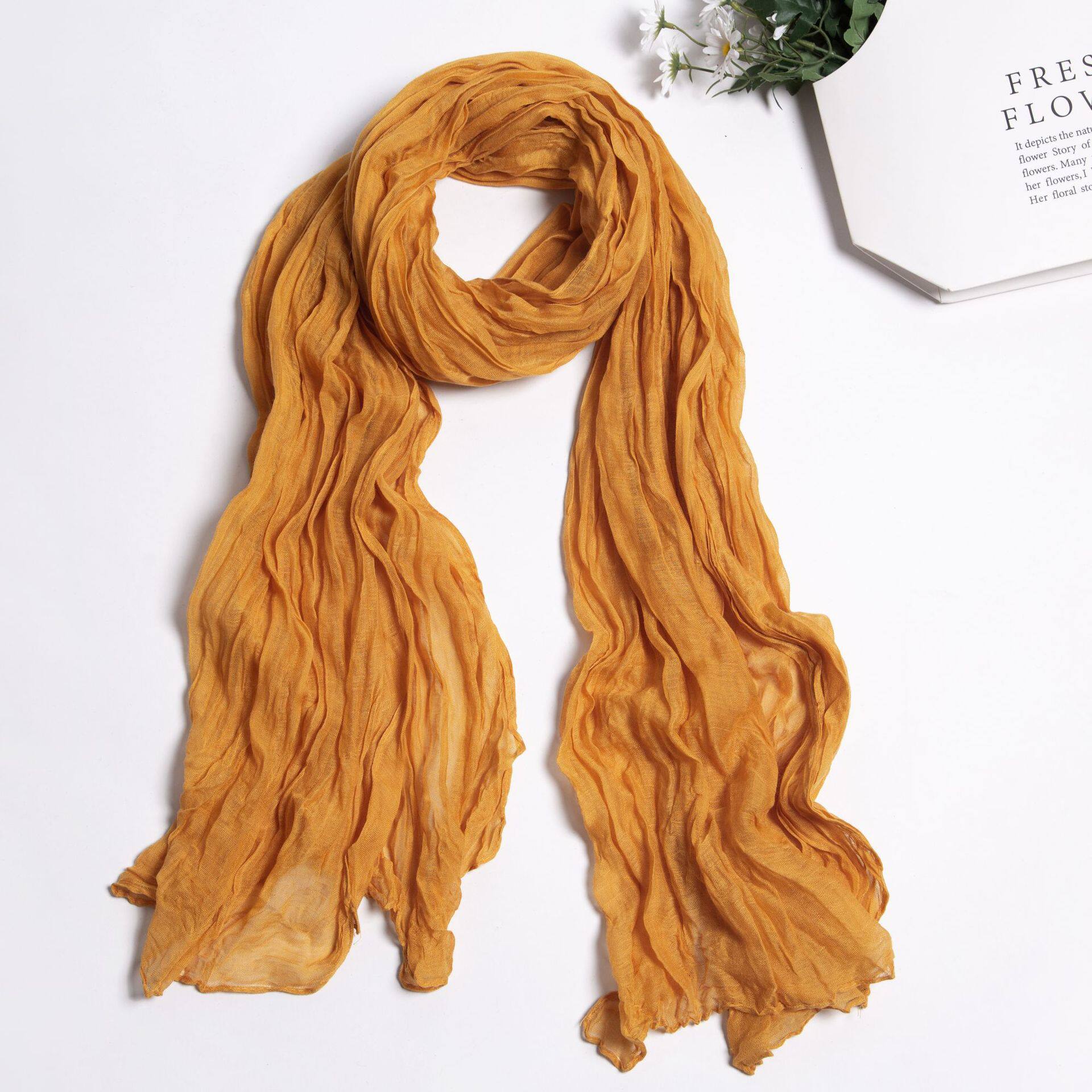 外贸麻花围巾 糖果色压皱百搭礼品赠品 披肩女士围巾