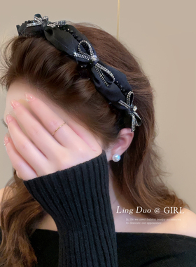 黑色蝴蝶结发箍女高颅顶2026新款日常外戴洗脸头箍秋冬压发卡头饰