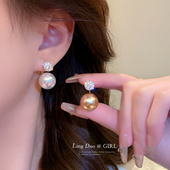 爆款 一款 两戴金色珍珠耳环女小众设计感高级耳钉2025新款 气质耳饰