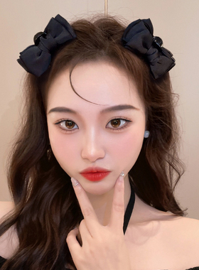 黑色蝴蝶结公主头抓夹小号女侧边前额刘海发夹头饰网红2025新款
