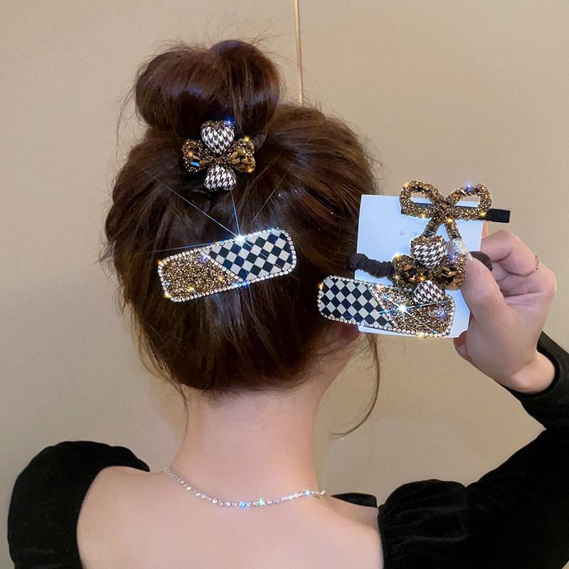 BB夹合金日韩轻奢棋盘格发夹