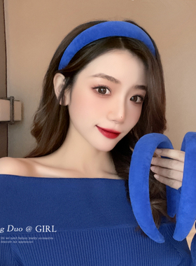 克莱因蓝色发箍女秋冬发带头箍高颅顶发卡子头饰2025年新款发饰品