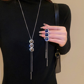 水钻项链秋冬吊坠挂件配饰 长款 韩国新款 潮百搭简约毛衣链气质时尚