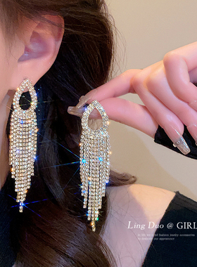 个性夸张长款流苏耳环气质高级大气耳坠女设计感水滴网红爆款耳环