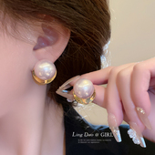 大珍珠简约气质耳钉耳环2025年新款 潮设计感小众高级轻奢耳饰女