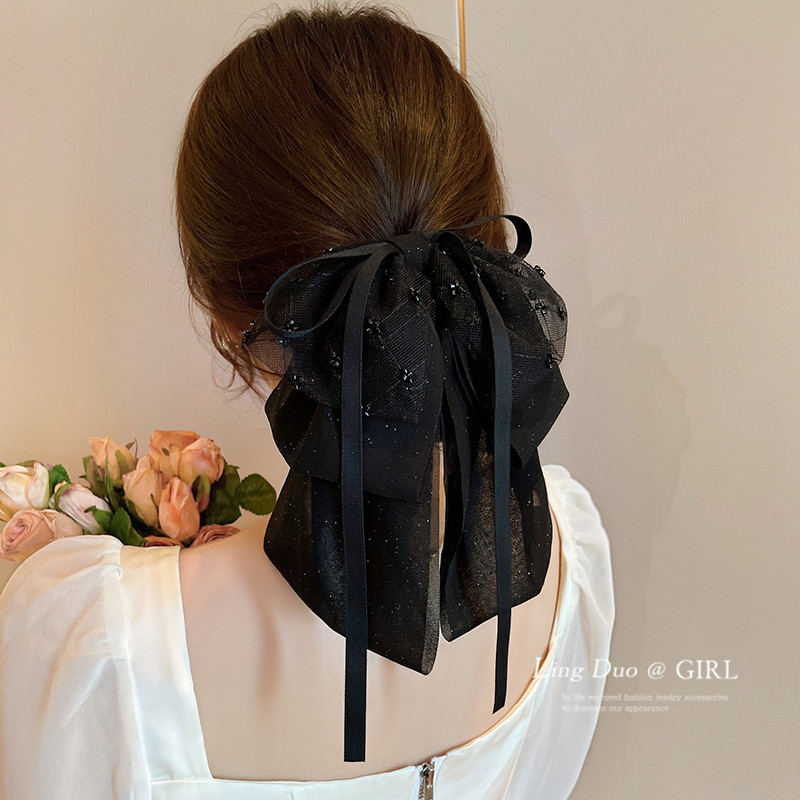 抓夹网纱芭蕾风精致蝴蝶结发夹