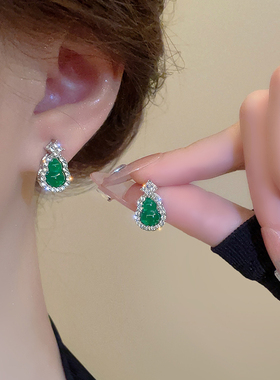 新中式绿色葫芦耳钉轻奢高级感气质大气耳环2026年新款爆款耳饰女