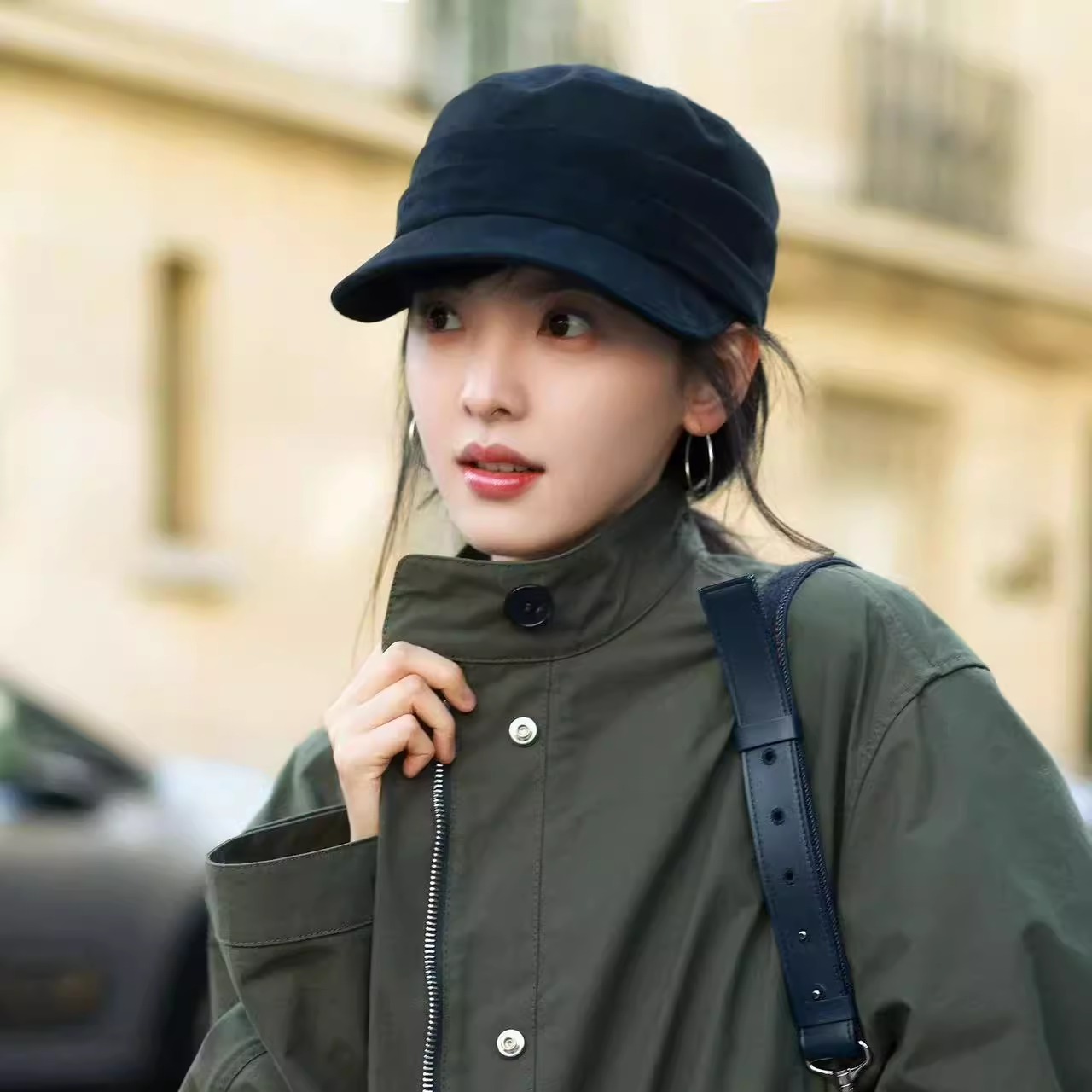 日本CA4LA章若楠同款帽子麂皮绒马术帽百搭显脸小鸭舌帽报童帽