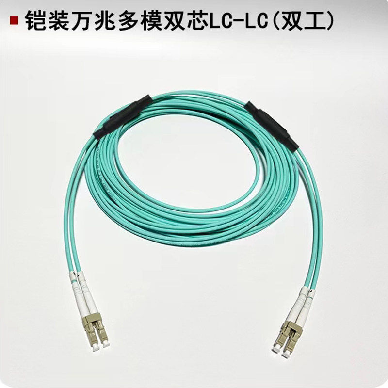 铠装多模OM3万兆双芯光纤跳线网吧网咖电竞酒店LC-LC铠装光纤跳线单模单芯SC-LC-FC防鼠抗拉电信级LSZH