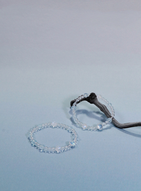 ERSHI尔时｜流漓 原创设计海蓝宝蓝月光白水晶925银手链手串叠戴