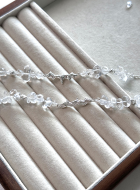 ERSHI尔时｜喀斯特 地貌系列原创设计自然地理冰透纯银白水晶手链