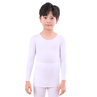 紧身纯白色长袖舞蹈演出打底衣