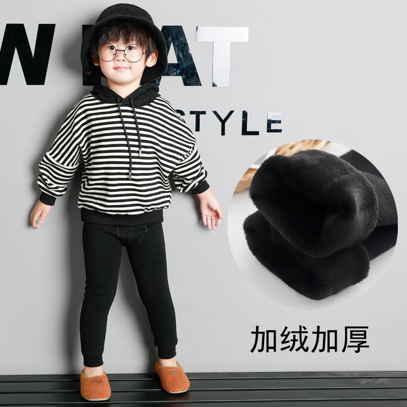 秋冬季男童加绒裤子一体绒儿童打底裤内穿棉裤加厚宝宝保暖裤秋裤
