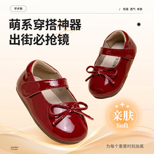 女宝宝鞋子1周岁防滑软底红色表演皮鞋婴儿单鞋小童公主鞋学步鞋