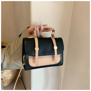 日系剑桥手提包百搭ins撞色质感斜挎小方包 时尚 女包2024新款 韩版