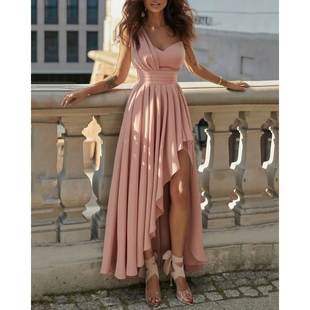 Party One Ruffles Ruched Dress不规则单肩高腰长裙 Shoulder