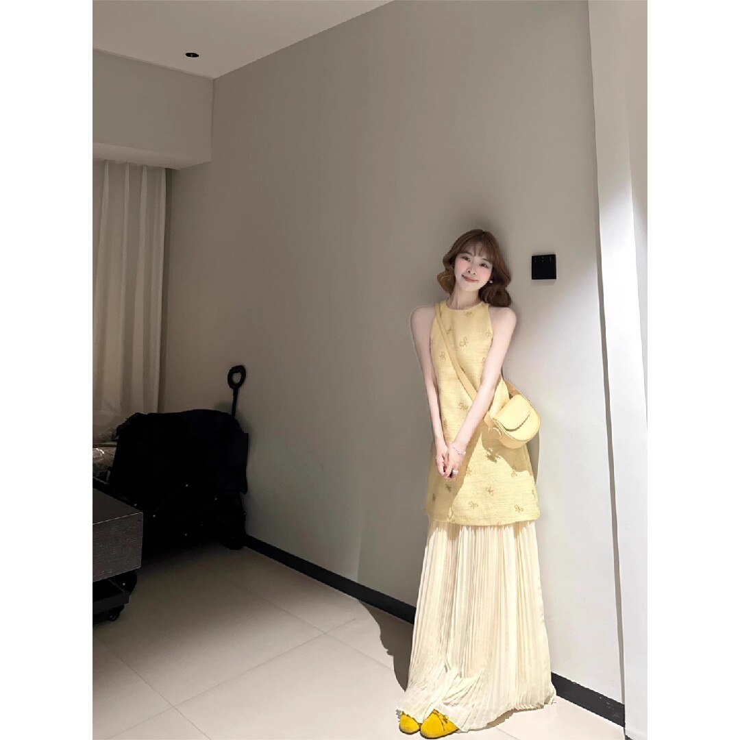 法式假两件小香风连衣裙女夏季轻连衣裙