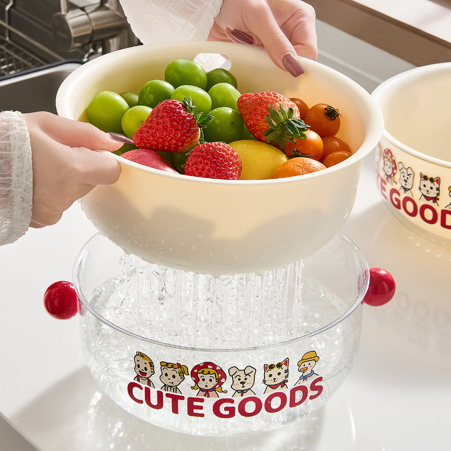 多巴胺水果盘客厅茶几家用新款高颜值沥水篮洗水果神器双层洗菜盆,餐饮具,果盆/果盘/果篮,淘宝优惠券,粉丝福利购,淘宝优惠卷