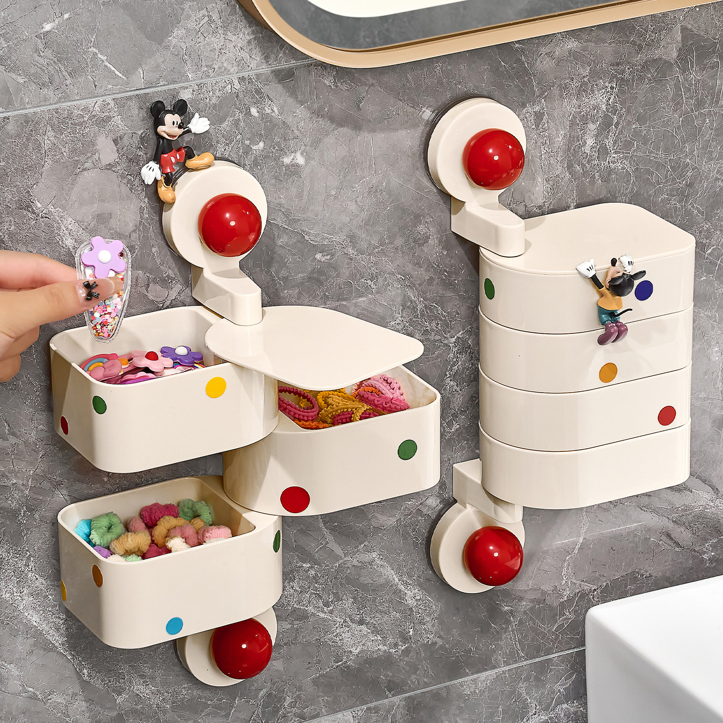 2025多巴胺吸盘旋转发饰收纳盒