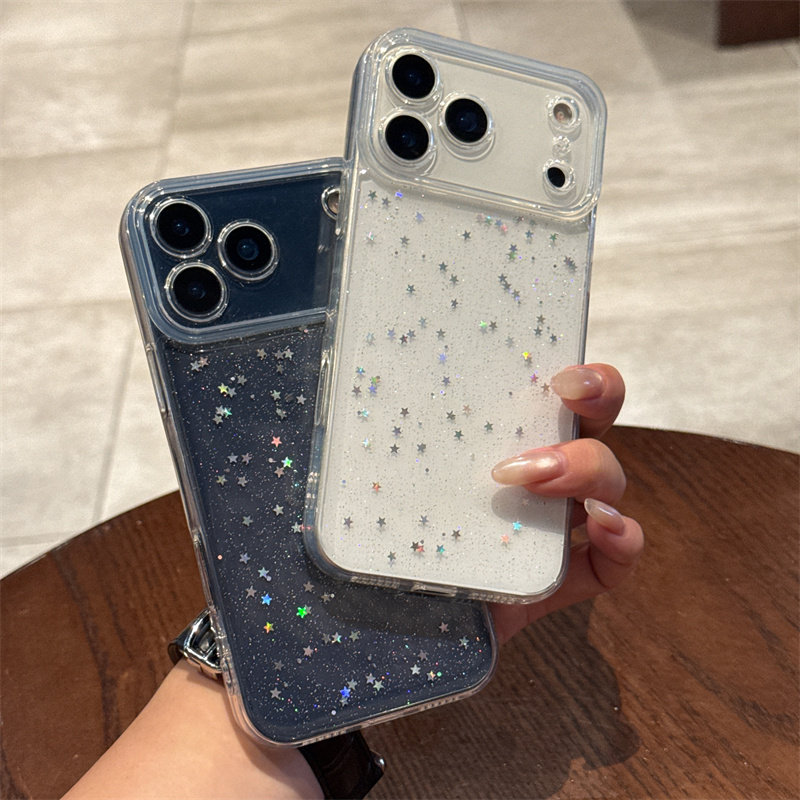 恩王 小众高级感透明闪粉Air星星适用苹果17promax手机壳新款滴胶iphone16透明苹果15pro全包14女情侣