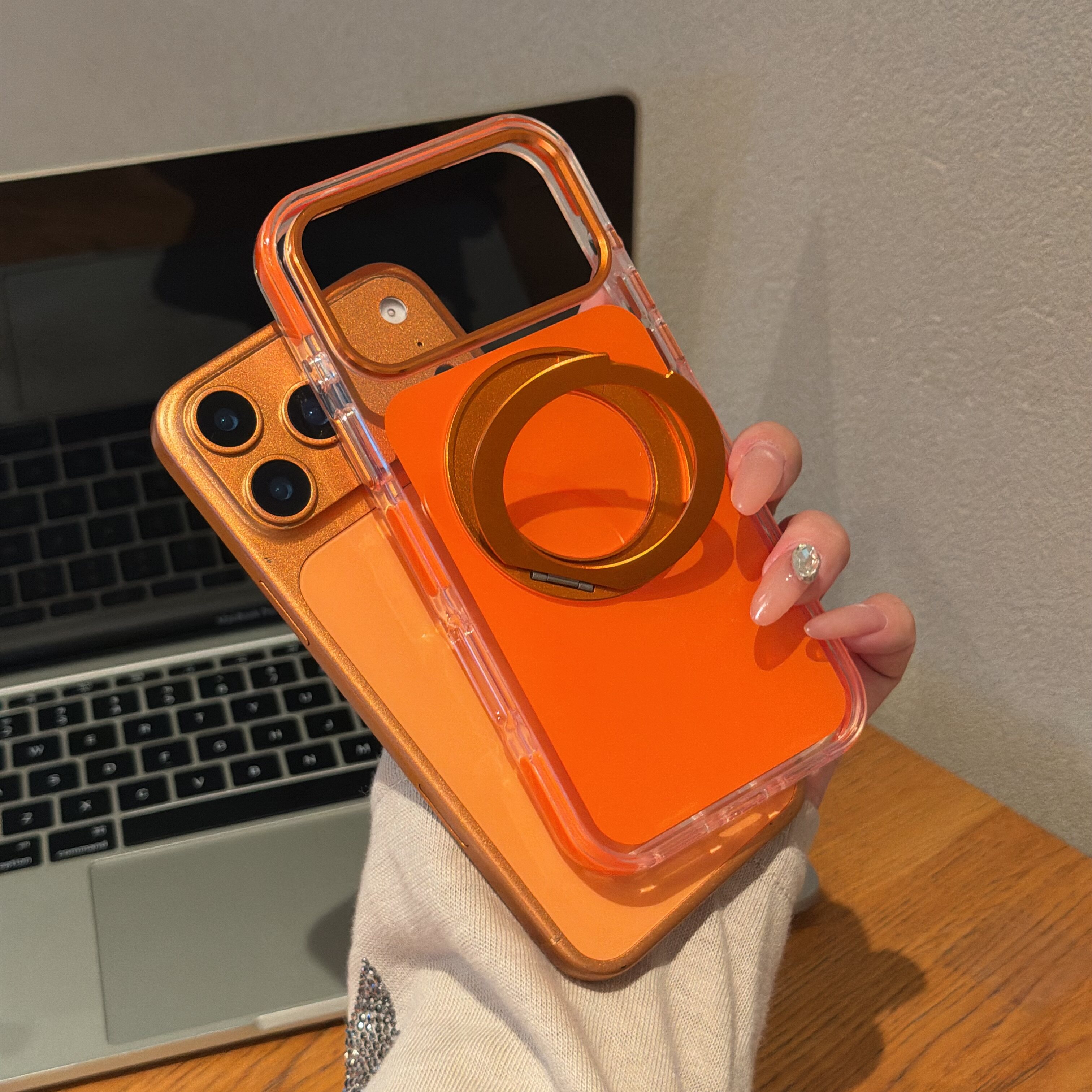 恩王 创意新款星宇橙360度旋转支架苹果18promax手机壳适用于iPhone17pro手机专用十七max简约十八防摔套男女