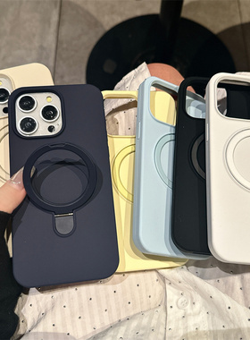 恩王 高级纯色液态硅胶带支架适用苹果17promax手机壳新款iphone16简约情侣苹果15/14pro全包防摔13女12保护