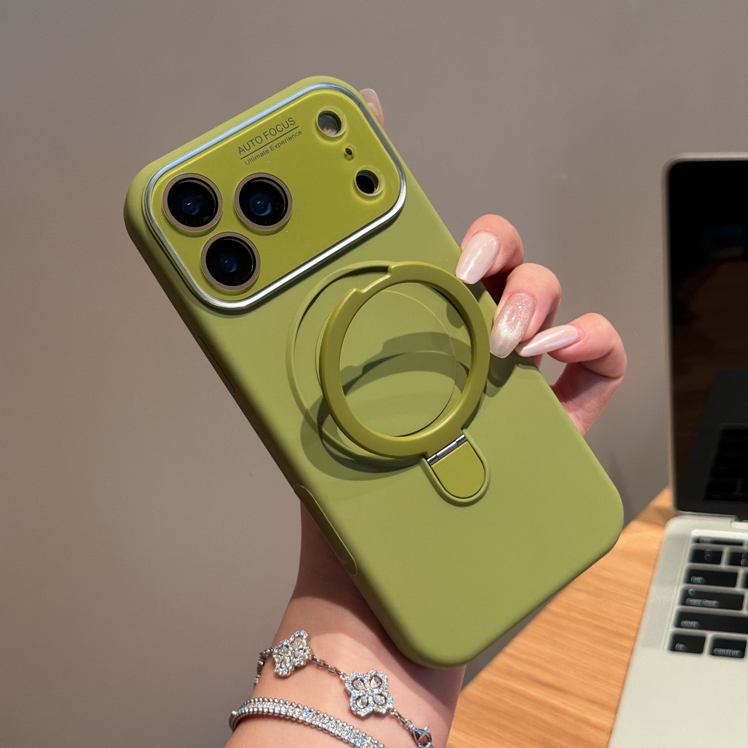 恩王 创意ins风折叠支点苹果17promax手机壳适用于iPhone16pro全包镜头15max液态硅胶十七新款纯色17pro软套
