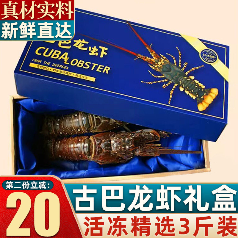 古巴龙虾鲜活速冻大花龙虾特大澳洲龙虾年货礼盒海鲜大礼包