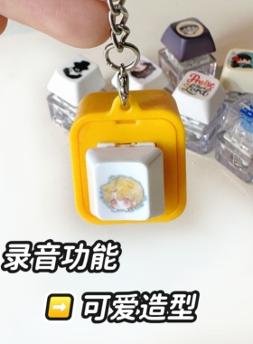 定制可录音创意diy键帽发光钥匙扣挂件公司文创周边个性解压玩具