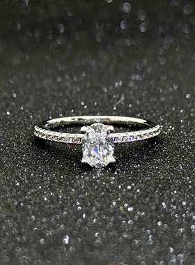 微镶椭圆1克拉戒指时尚新款