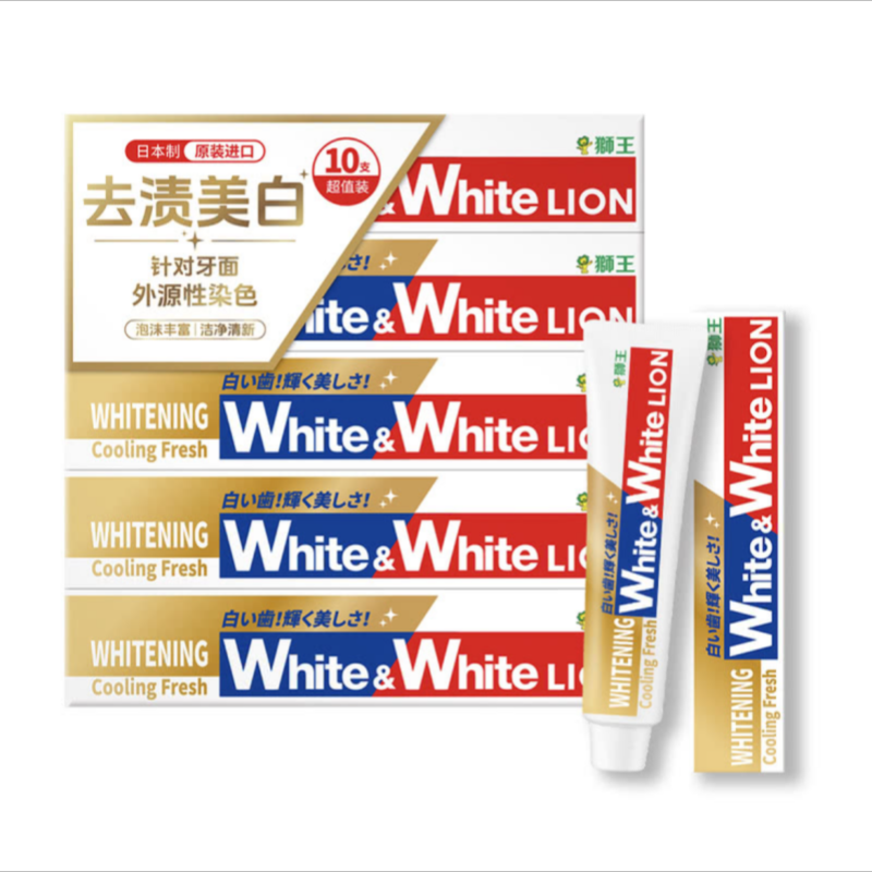 山姆狮王日本进口美白清新牙膏150g*10减少牙齿外源色斑洁净美白