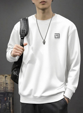 美式圆领卫衣外套男春秋款潮牌男装休闲宽松oersize男生秋季上衣