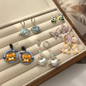 觅韩气质小众时尚 新潮几何可爱耳环耳饰趣味卡通耳钉女不参与满减