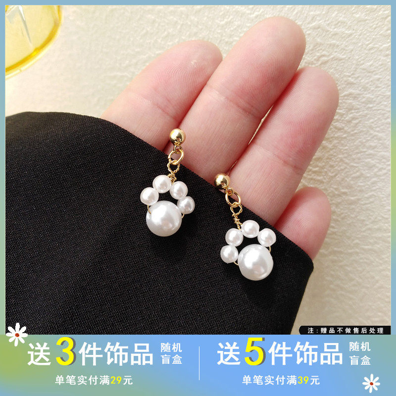S925银针可爱猫爪耳钉甜美少女心珍珠耳环简约时尚网红耳夹女340,饰品/流行首饰/时尚饰品新,耳钉,淘宝优惠券,粉丝福利购,淘宝优惠卷