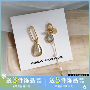 S925银ins风韩创意不对称水滴形耳环简约长款 百搭珍珠耳坠耳饰41