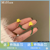 S925银针气质ins风玫瑰花耳钉2022年新款 潮耳环甜美森系耳饰品295