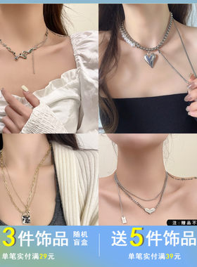 觅韩欧美金属嘻哈小众多层项链个性设计感颈链时尚冷淡风格锁骨链