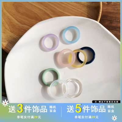 甜美风糖果色树脂日系少女心戒指