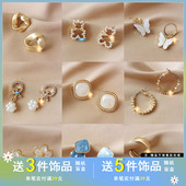 2021新款 韩国潮流耳饰品气质ins风网红珍珠耳钉镶钻C字蝴蝶结耳环