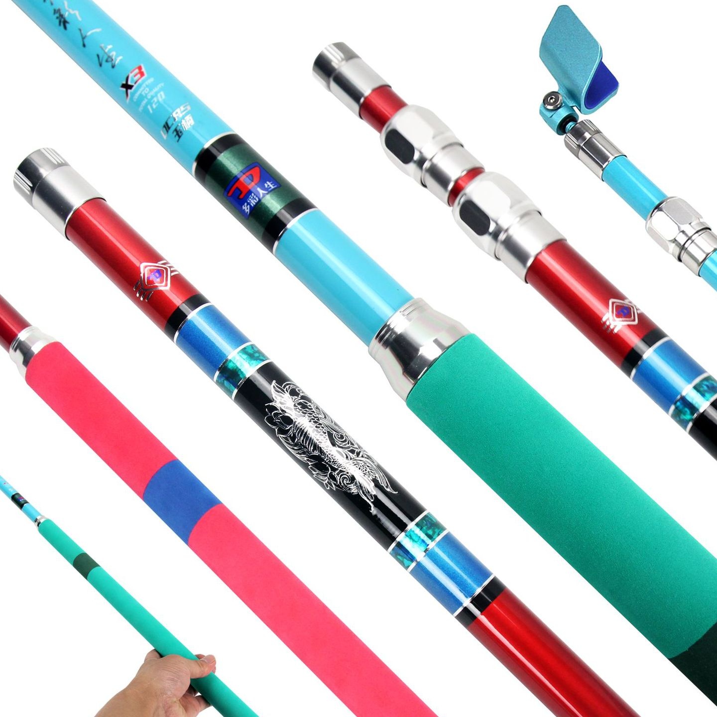 黑坑飞抄鲤鱼抄网杆1.2米加粗硬碳素竿2.4米2.7米抄网支架炮台