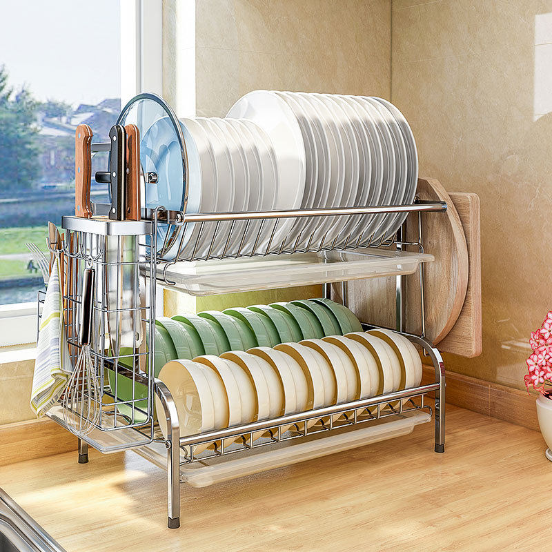 304不锈钢碗架沥水架厨房置物架家用滤水碗筷收纳盒晾洗放碗碟架