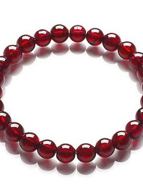 石玥珠宝 石榴石手链手串男女士款 水晶玛瑙 6-7mm 单圈手链 婉约