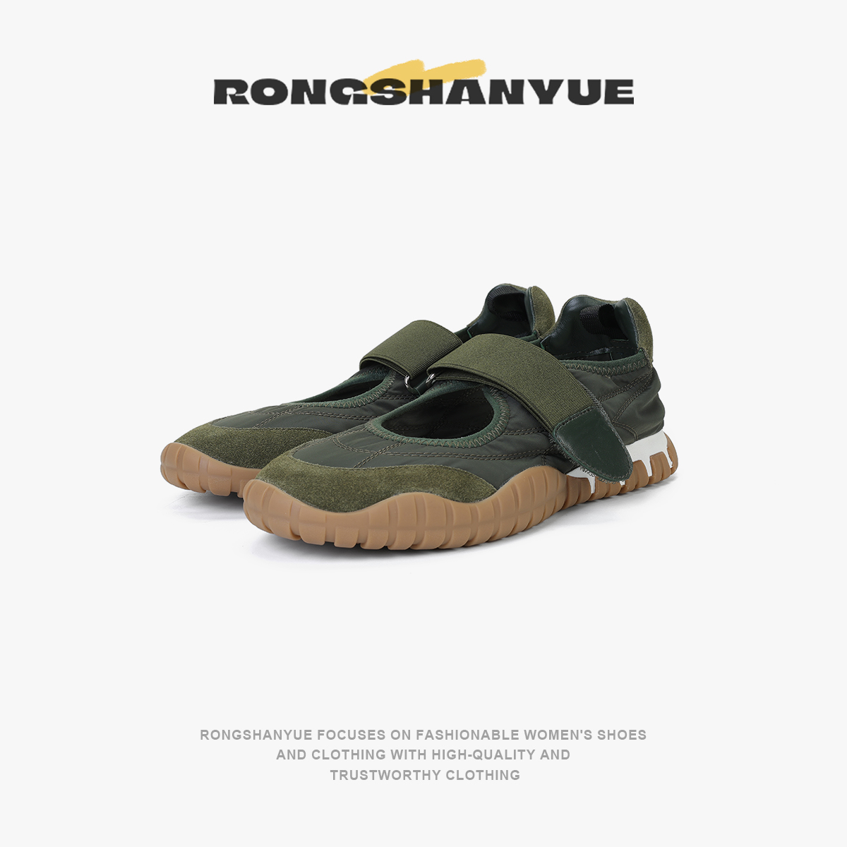 Rongshanyue不累脚2025新款魔术贴单鞋运动时尚玛丽珍鞋B1235